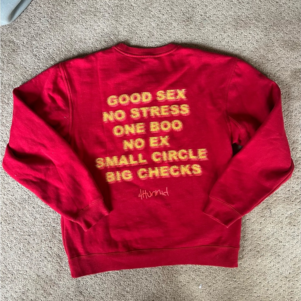 NEVER WORN. YG 4hunnid medium red "good sex" sweater